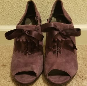 Used Peep Toe Purple Suede Heels